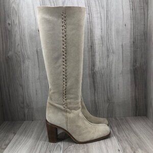 Nine West Boots Womens 7M Light Tan Pull On Knee High Boots